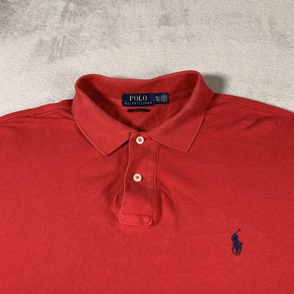 Polo Ralph Lauren Polo Shirt Mens XL Red Custom Fit‎ Short Sleeve Classic Casual